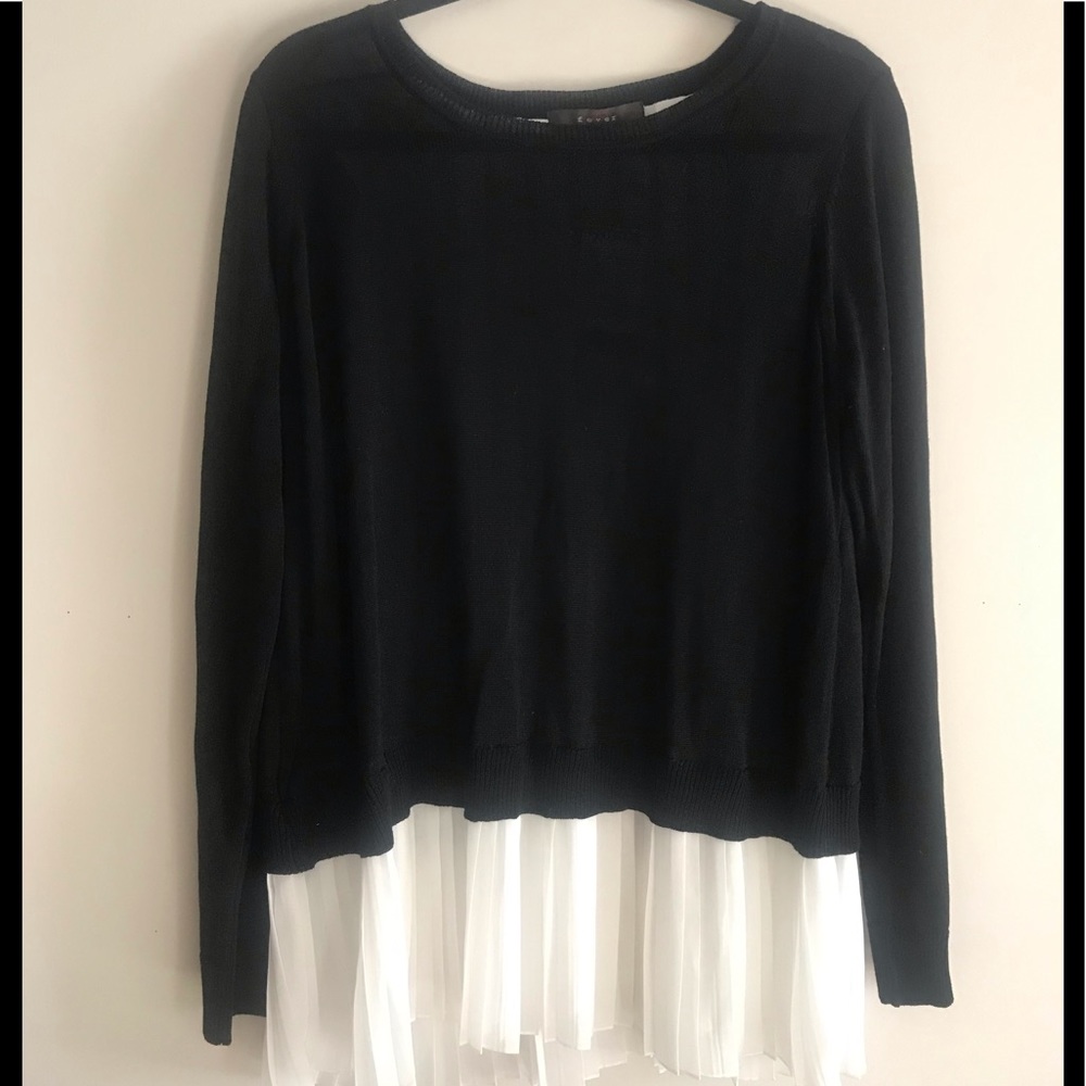 FEVER BLACK SWEATER WITH SHEER UNDERLAY